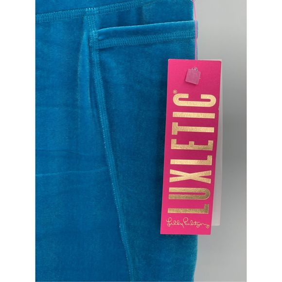 Lilly Pulitzer Legging Women‎ Small Blue Velour Weekender High Rise Pockets New - Picture 3 of 13